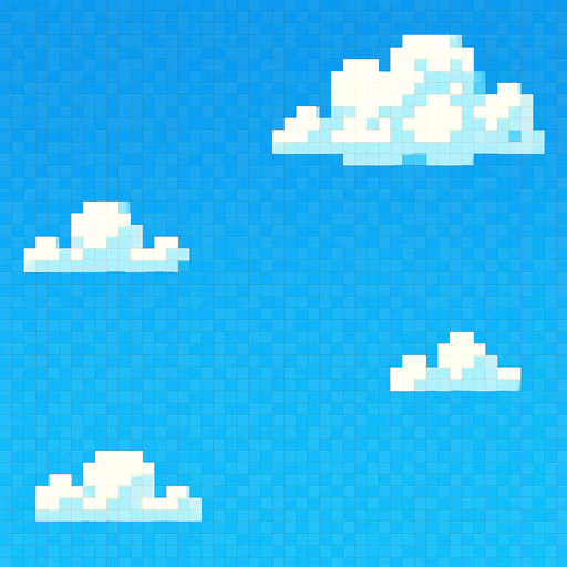 background pixel art cielo azul.
In-Game asset.  2d.  High contrast.  No shadows