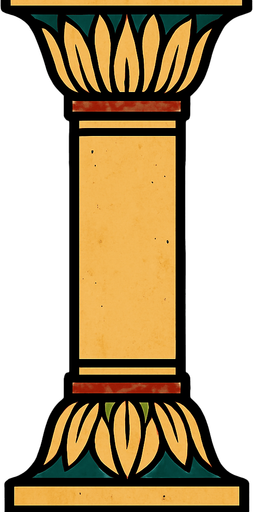 column pillar belonging to ancient Egypt. the top and bottom are the same. symmetrical.
In-Game asset.  2d.  High contrast.  No shadows