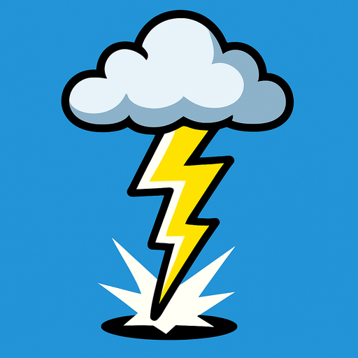 A 2D Survivor.io style lightning strike from a cloud in the sky to the ground, made by HABBY PTE. LTD..
In-Game asset.  2d.  High contrast.  No shadows