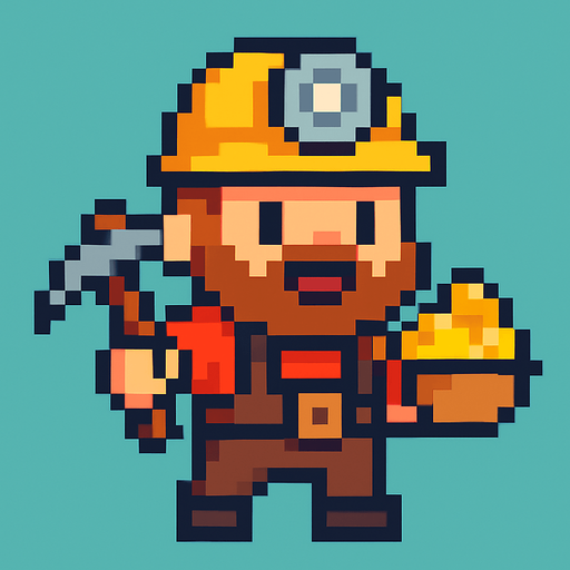 Minero pixart cute.
In-Game asset.  2d.  High contrast.  No shadows