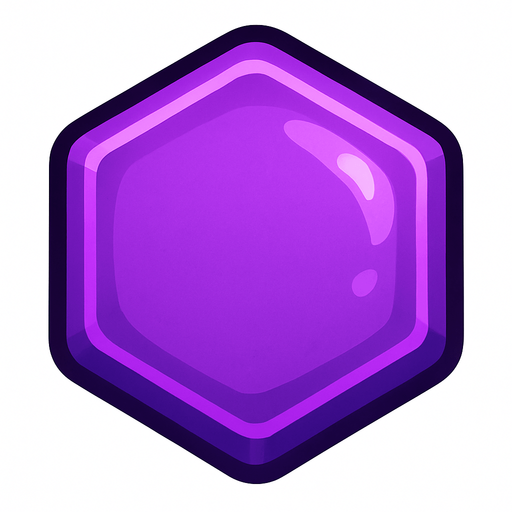 Edible hexagonal single purple candy.
In-Game asset.  2d.  High contrast.  No shadows