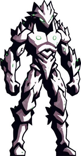 The same character but kneeling and covered in green liquid.
