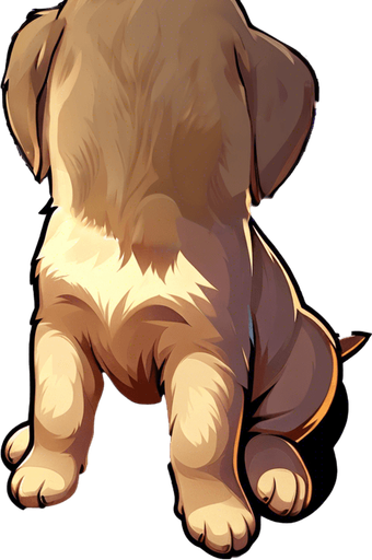 sad golden retriever puppy. Single Game Texture. In-Game asset. 2d.