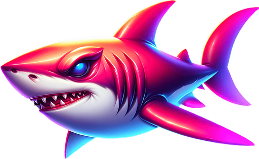 Shark.
Single Game Texture.  In-Game asset.  2d.  Blank background.  High contrast.  No shadows