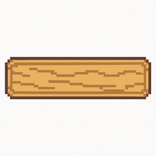 necesito construir un background para un hud, color madera clarito con 2 tornillos en los extremos bien en los bordes, con un borde viselado pixel art, muchisimo mas ancho que alto (relacion 5 -
 20 aprox).
In-Game asset.  2d.  High contrast.  No shadows