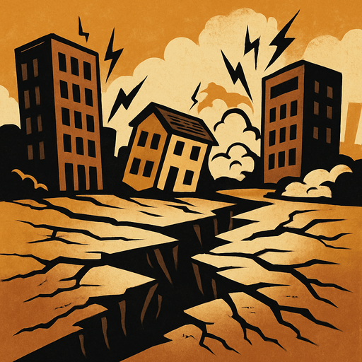 Terremoto, algo realista.
In-Game asset.  2d.  High contrast.  No shadows