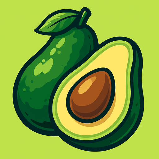 avocado.
In-Game asset.  2d.  High contrast.  No shadows