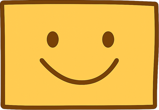 Smiley face. No background. Transparent background. Blank background. No shadows. 2d. In-Game asset. flat