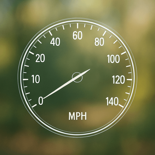 Transparent speedometer without hourhand, white numbers, Front view