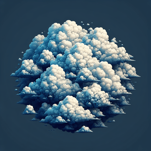 bunch clouds.
Single Game Texture.  In-Game asset.  Blank background.  High contrast.