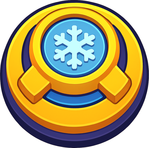 Crea la Torre Slow en un estilo 2D renderizado, limpio y cartoonish, con contornos claros y definidos, colores vibrantes con transiciones suaves, y sombreado que da volumen a sus superficies superiores.
La perspectiva debe ser VISTA CENITAL (totalmente desde arriba). Esto significa que la torre se verá como si estuviera siendo observada directamente desde arriba, con los detalles de su parte superior siendo prominentes.
La base de la torre debe ser circular para permitir un movimiento de cañón cómodo. Esta torre NO tiene un cañón direccional, su efecto es radial/de aura.
La torre debe tener un perfil bajo y la menor cantidad de relieve vertical posible para facilitar una rotación fluida en la animación..
In-Game asset.  2d.  High contrast.  No shadows