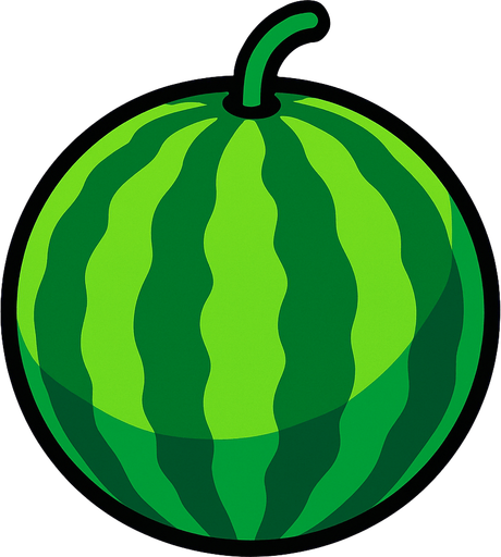 A 2D Watermelon.
In-Game asset.  2d.  High contrast.  No shadows