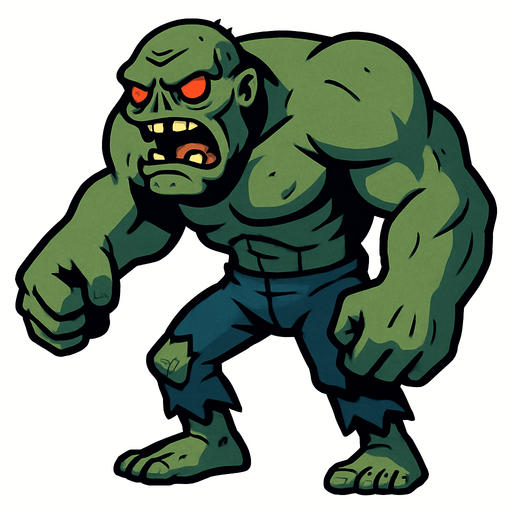 tank zombie.
In-Game asset.  2d.  High contrast.  No shadows