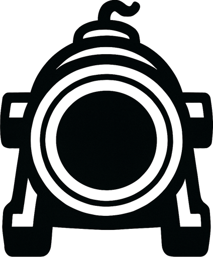 only the mouth part of the cannon and looking at the vertical.
In-Game asset.  2d.  High contrast.  No shadows