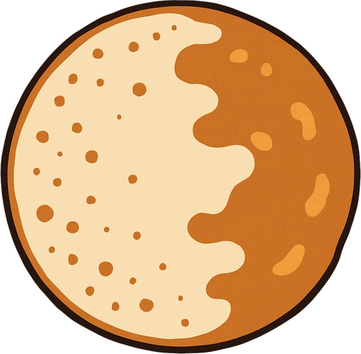 A pancake that has started cooking. Transparent transparent 2d 2d 2d topdown view topdown view.
In-Game asset.  2d.  High contrast.  No shadows
