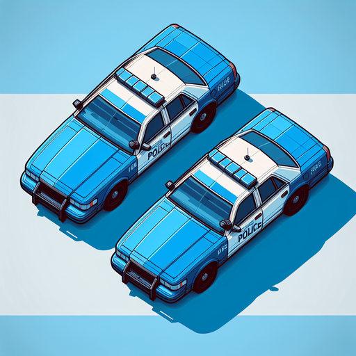 blue top down look of police cars.
Single Game Texture.  In-Game asset.  2d.  Blank background.  High contrast.  No shadows