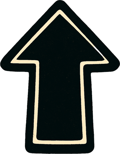 Black arrow pointing up.
In-Game asset.  2d.  High contrast.  No shadows