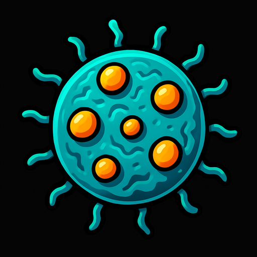 Daire şeklinde bakteri 3d.
In-Game asset.  2d.  High contrast.  No shadows