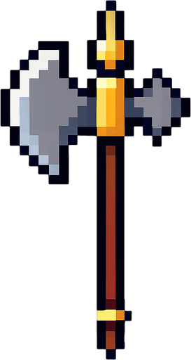 Alabarda pixel.
In-Game asset.  2d.  High contrast.  No shadows