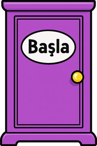Draw Doraemon's door with the word "Başla" written on it..
In-Game asset.  2d.  High contrast.  No shadows