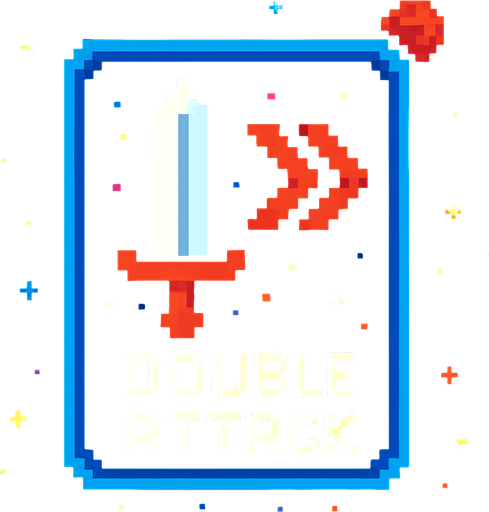 Карточка улучшения раздватвает атаку пиксельная в стиле космоса.
In-Game asset.  2d.  High contrast.  No shadows