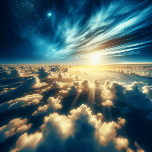 above the clouds in a blue sky