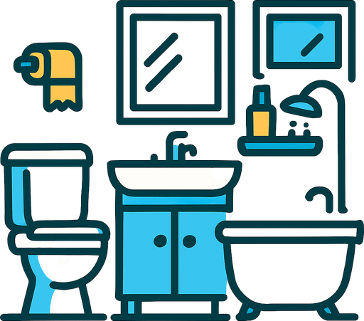 bathrom.
In-Game asset.  2d.  High contrast.  No shadows
