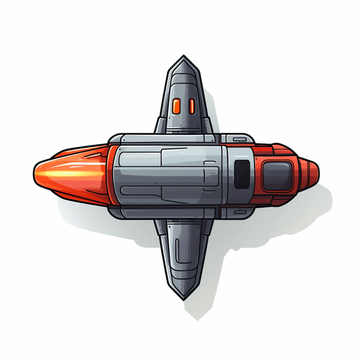 Single space torpedo flying upwards
Game Texture. In-Game asset. 2d. Pixelart. White background. Blank background. Low detail. High contrast.