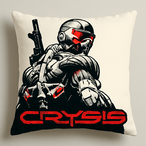 crysis oyunu karakteri resmi olan yastık.
In-Game asset.  2d.  High contrast.  No shadows