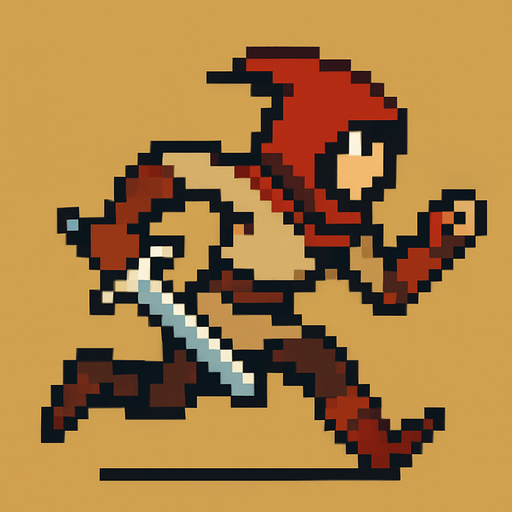 orta çağ hızlı düşman pixel art.
In-Game asset.  2d.  High contrast.  No shadows