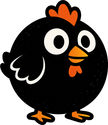 ball chicken and black.
In-Game asset.  2d.  High contrast.  No shadows