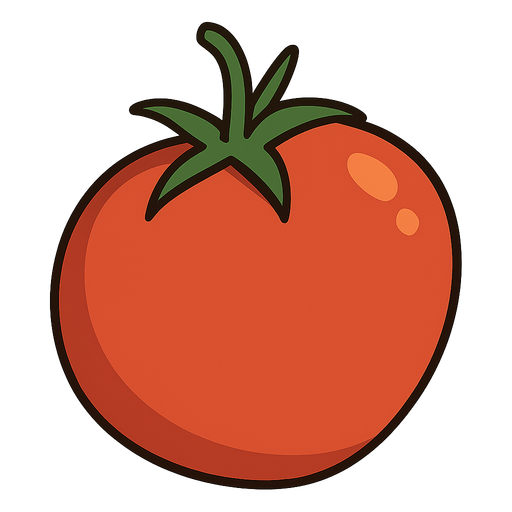 Tomato. No background. Transparent background. Blank background. No shadows. 2d. In-Game asset. flat