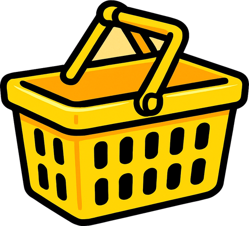 Market sepeti sarı renk oyuncak gibi.
In-Game asset.  2d.  High contrast.  No shadows