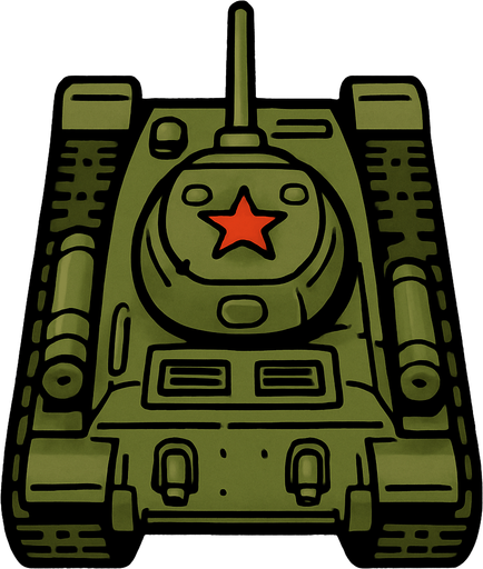 A Soviet tank..
In-Game asset.  2d.  High contrast.  No shadows. Top down view