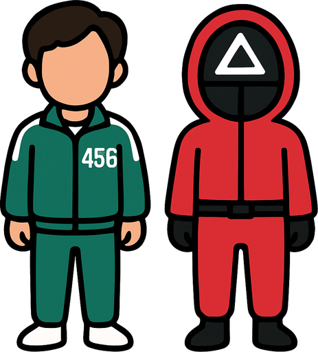 Player and squid game uniform.
In-Game asset.  High contrast.  No shadows