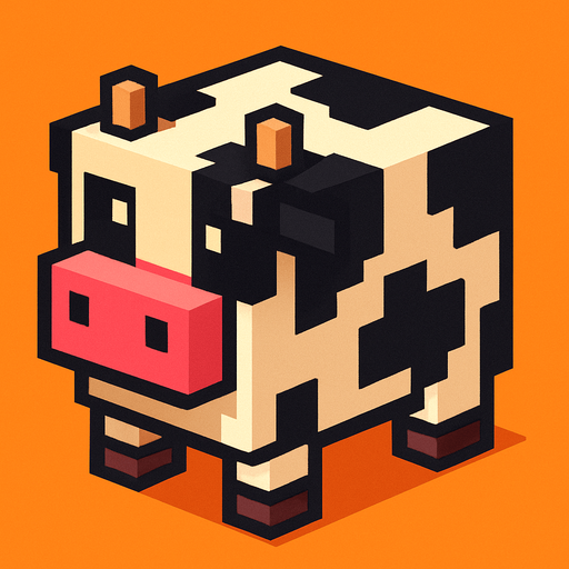 cow but square.
In-Game asset.  2d.  High contrast.  No shadows
