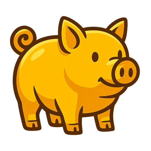A golden pig.
In-Game asset.  2d.  High contrast.  No shadows