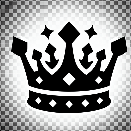 Black crown.
Single Game Texture.  In-Game asset.  2d.  Blank background.  High contrast.  No shadows