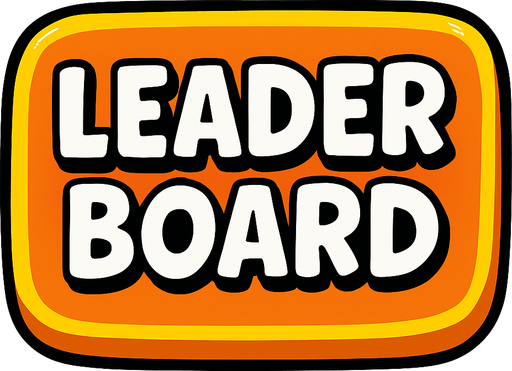 a cartoon style 3d button with the word Leader Board on it..
In-Game asset.  2d.  High contrast.  No shadows