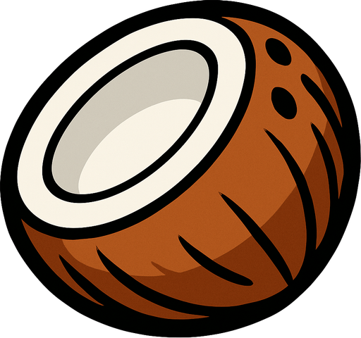 coconout.
In-Game asset.  2d.  High contrast.  No shadows. cartoon
