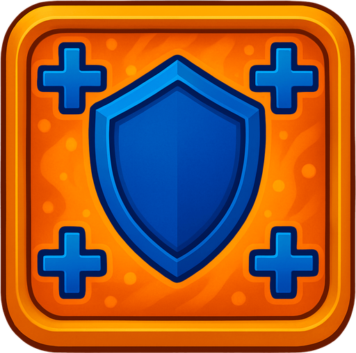 синий щит на ярко оранжевом фоне