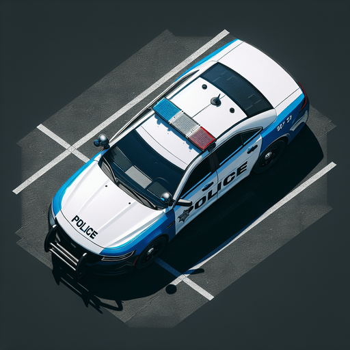 Top down police car.
Single Game Texture.  In-Game asset.  High contrast.  No shadows