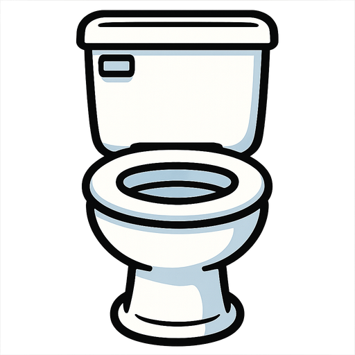 A white toilet facing toward.
In-Game asset.  2d.  High contrast.  No shadows