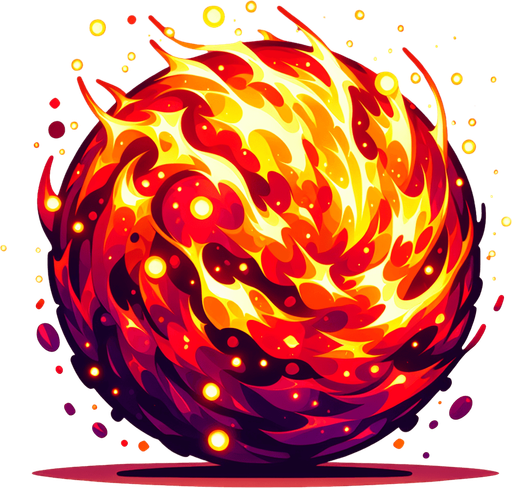 fire ball.
Single Game Texture.  In-Game asset.  2d.  Blank background.  High contrast.  No shadows