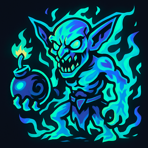 spektral yıkıcı goblin.
In-Game asset.  2d.  High contrast.  No shadows