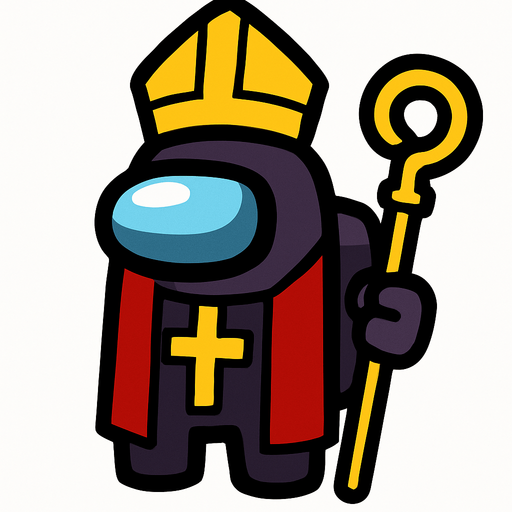 hristiyan amongus but its boss

In-Game asset.  2d.  High contrast.  No shadows