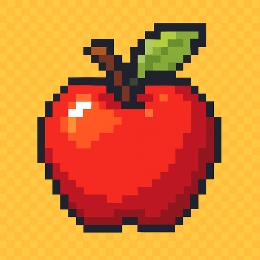 apple, pixelart.
In-Game asset.  2d.  High contrast.  No shadows