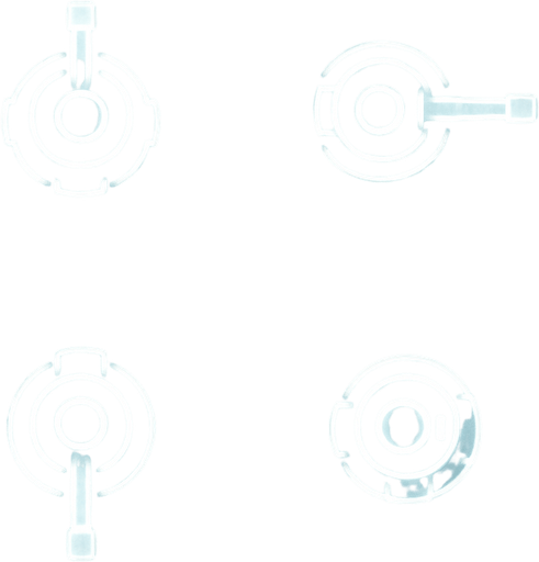 2x2 Sprite Sheet of a turret made of white glow.
single barrel
Seen from above.