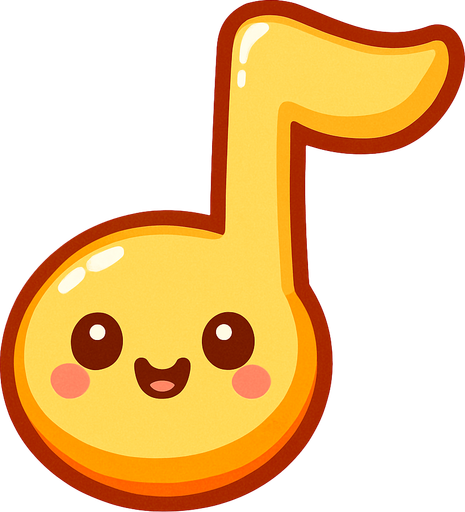 cute 2D illustration of a delicious musical note as a collectible item in a casual mobile game.
In-Game asset.  2d.  High contrast.  No shadows