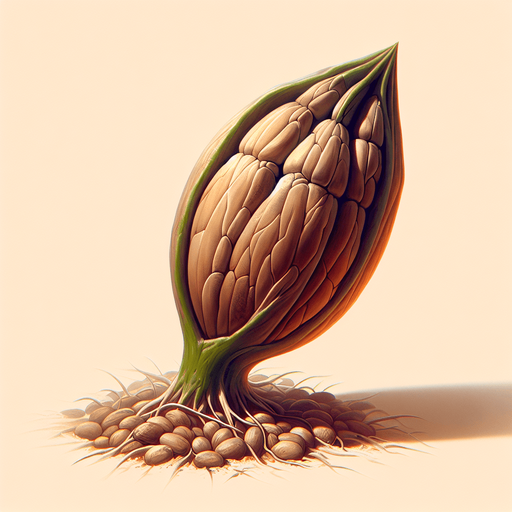 An ungerminated plant seed..
Single Game Texture. In-Game asset. 2d. Blank background. High contrast. No shadows.